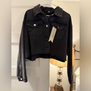 Black Cropped Denim Jacket
